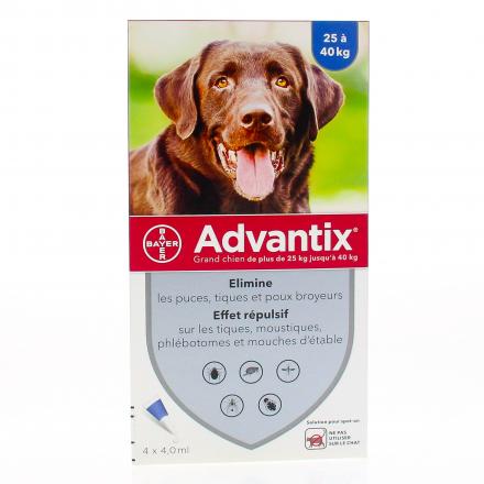 ADVANTIX Pipettes Antiparasitaires Grands Chiens 25 à 40kg ((4 x 4ml))