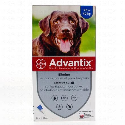 ADVANTIX Pipettes Antiparasitaires Grands Chiens 25 à 40kg ((6 x 4ml))