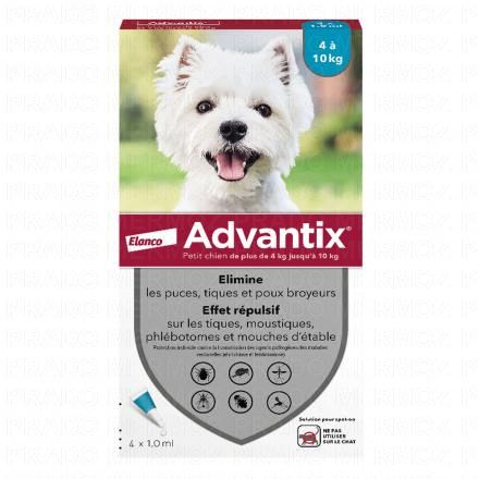 ADVANTIX Pipettes Antiparasitaires Petits Chiens 4 à 10kg ((4 x 1ml))