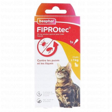BEAPHAR Fiprotec 50mg solution spot-on pour chats x1 pipette