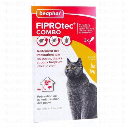 BEAPHAR Fiprotec - Combo Antiparasitaire Chats et Furets x3 pipettes