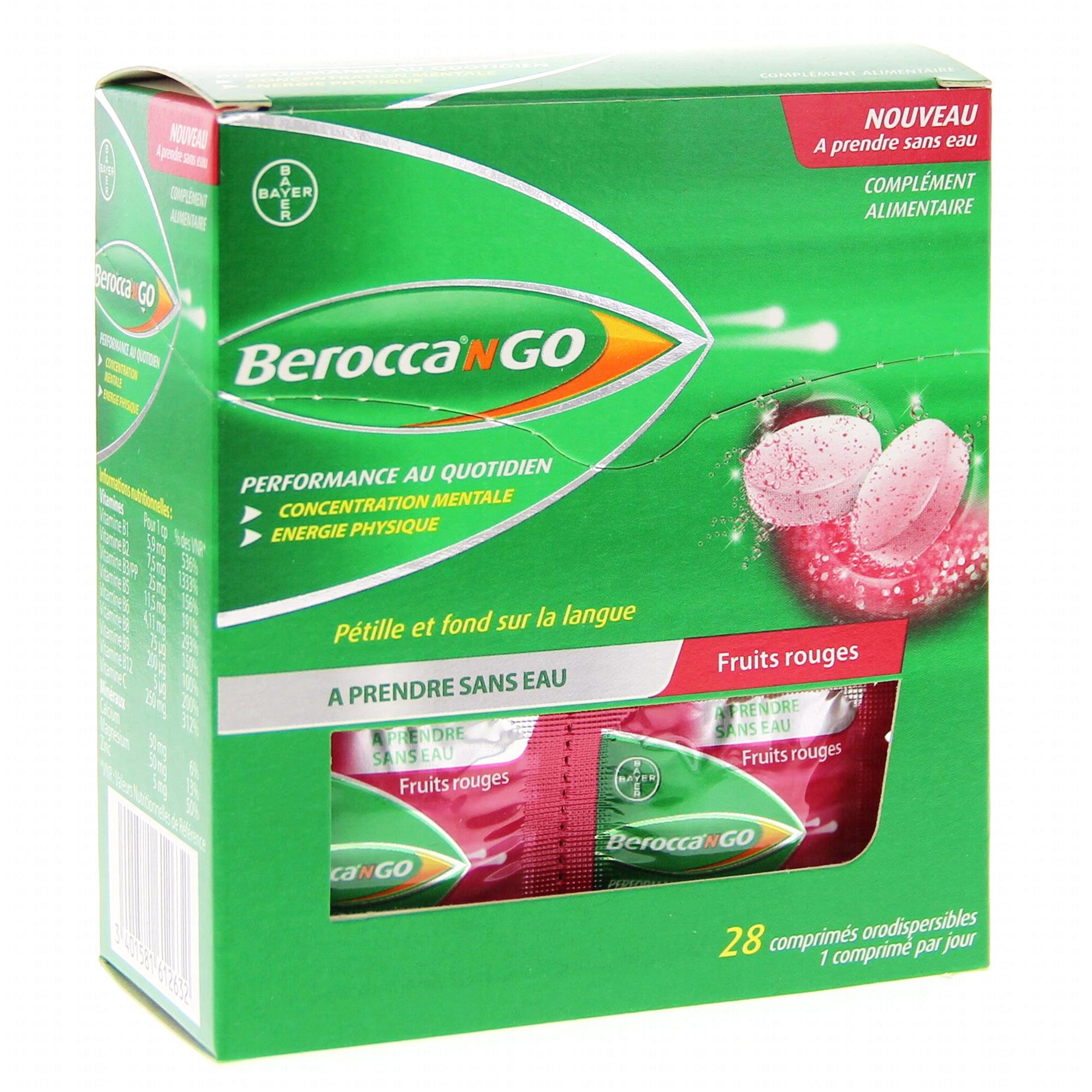 BEROCCA Peps performance au quotidien fruits rouges boîte de 28 sachets