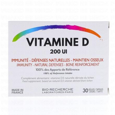 BIO-RECHERCHE Vitamine D 200&micro;i x30 g&eacute;lules