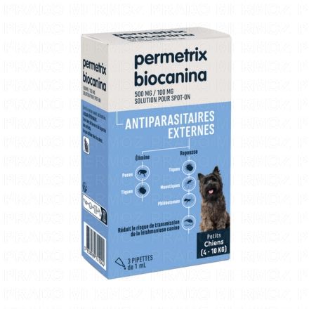 BIOCANINA Antiparasitaire externe - Permetrix petits chiens x3 pipettes de 1ml