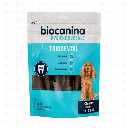 BIOCANINA Hygiène Bucco-dentaire - Triodental Moyens chiens 10 - 30 kg lamelles x15