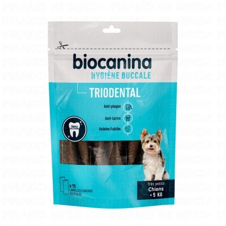 BIOCANINA Hygi&egrave;ne Bucco-dentaire - Triodental Tr&egrave;s petits chiens < 5kg lamelles x15