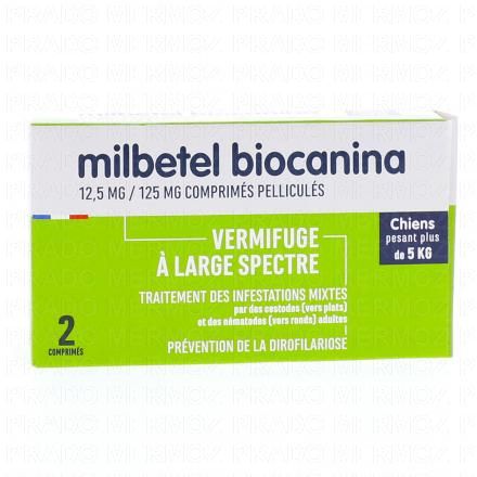BIOCANINA Vermifuge - Milbetel chien comprimés pelliculésx2
