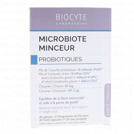 BIOCYTE Microbiote minceur Probiotiques x40 g&eacute;lules