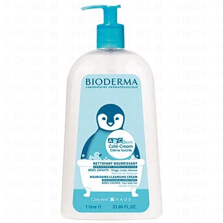 BIODERMA ABCDerm - Cold-Cream cr&egrave;me lavante nourrissante pour b&eacute;b&eacute; Flacon pompe 1L