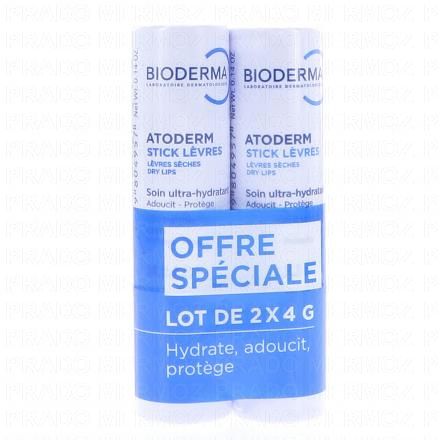 BIODERMA Atoderm - Stick L&egrave;vres hydratant (lot de 2)