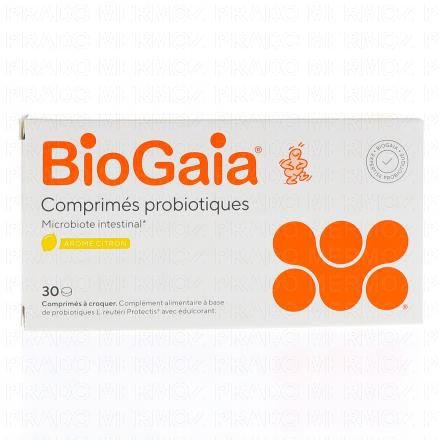 BIOGAIA Comprim&eacute;s Probiotiques Ar&ocirc;me Citron x30 Comprim&eacute;s &agrave; Croquer