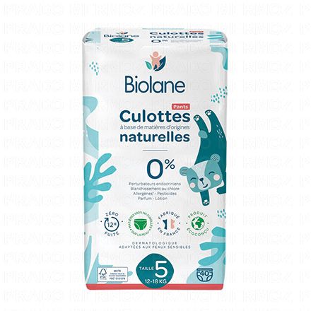 BIOLANE Culottes naturelles (taille 5 - 12à18kg x40 couches)
