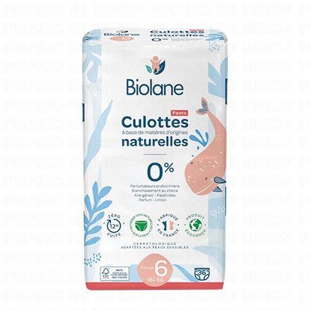 BIOLANE Culottes naturelles (taille 6 - +16kg x36 couches)