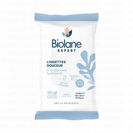 BIOLANE Expert - Lingettes Douceur &agrave; la glyc&eacute;rine hydratante x10