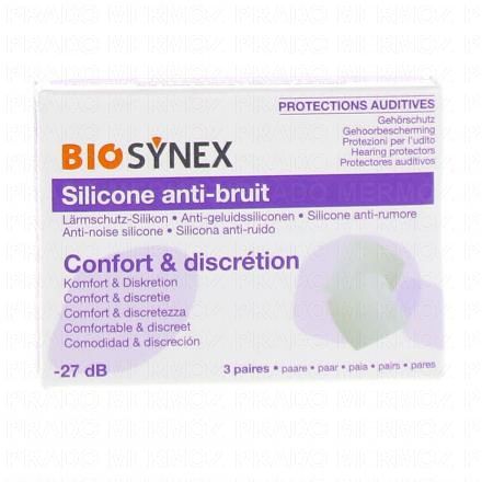 BIOSYNEX Protection Auditive Silicone Transparent x3 Paires