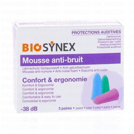 BIOSYNEX Protection auditive en mousse x3 paires