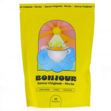 BONJOUR Boisson aux champignons adaptogènes Saveur Originale (Mocha) (270g - 45 doses)