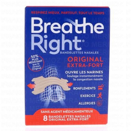 BREATHE RIGHT Bandelettes nasales Original Extra Fort x8