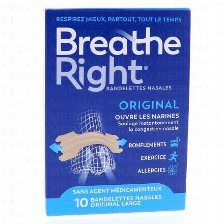 BREATHE RIGHT Bandelettes nasales nez congestionn&eacute; Large (10 bandelettes)