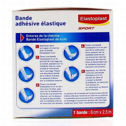 ELASTOPLAST Sport - Bande adh&eacute;sive &eacute;lastique (6cm x 2,5m)