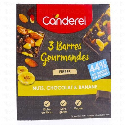 CANDEREL Barre Gourmande Nuts chocolat & banane lot de 3x31g