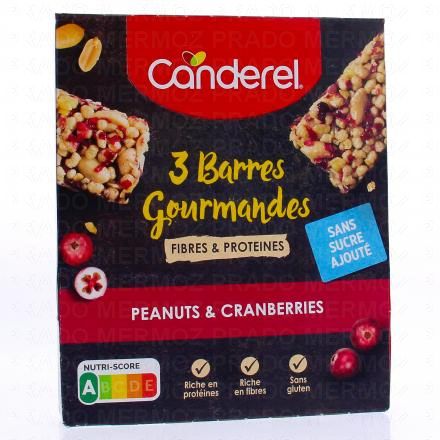 CANDEREL Barres gourmandes peanuts et cranberries lot de 3x31g