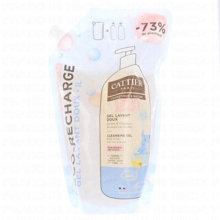 CATTIER B&eacute;b&eacute; gel lavant doux cheveux et corps bio (eco recharge 1 litre)