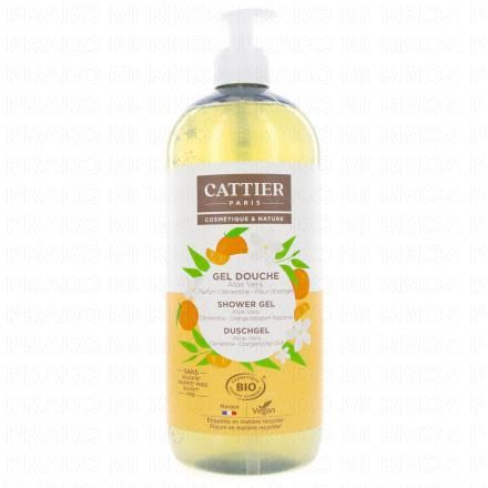 CATTIER Gel Douche &agrave; l'Aloe Vera Parfum Cl&eacute;mentine, Fleur d'Oranger 1L
