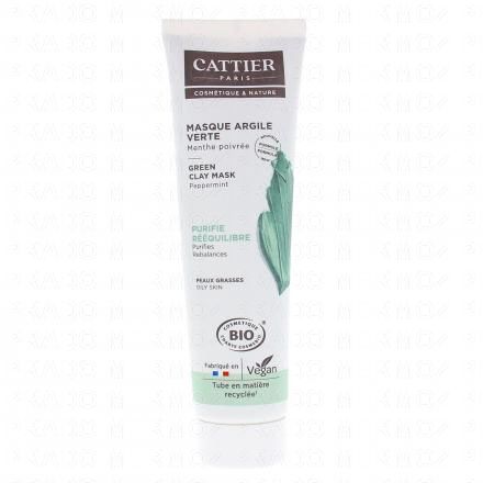 CATTIER Masque argile verte menthe poivr&eacute;e peaux grasses bio