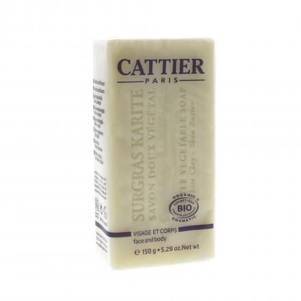 CATTIER Savon &agrave; l'argile et au karit&eacute; pain 150g