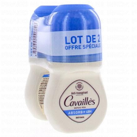 CAVAILLES Anti-transpirant Absorb+ 48 Roll On 50ml (lot de 2)