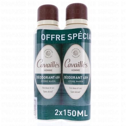 CAVAILLES Déodorant Homme fraicheur 48h 150ml x2