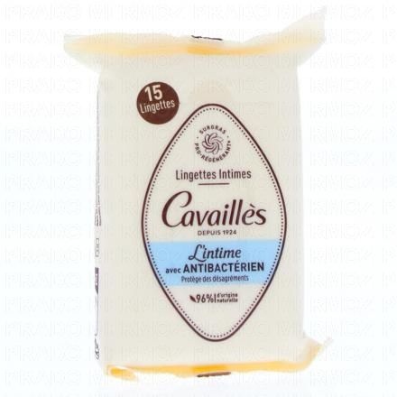 CAVAILLES Lingettes Intimes Antibact&eacute;rien 15 lingettes