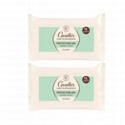 CAVAILLES Protection 48h - Lingettes déodorant Amande fleurie 2x15