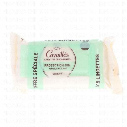 CAVAILLES Protection 48h - Lingettes déodorant Amande fleurie 2x15