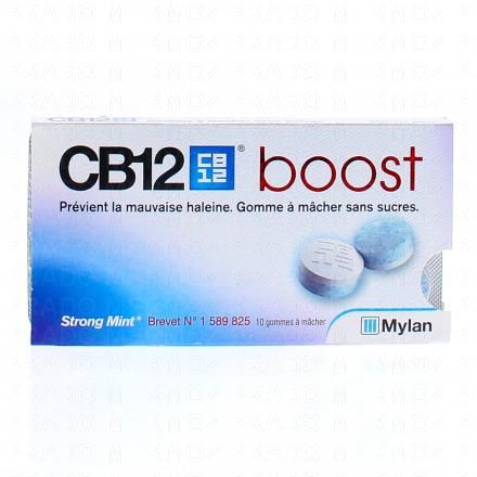 CB12 Boost gomme &agrave; m&acirc;cher sans sucres x 10