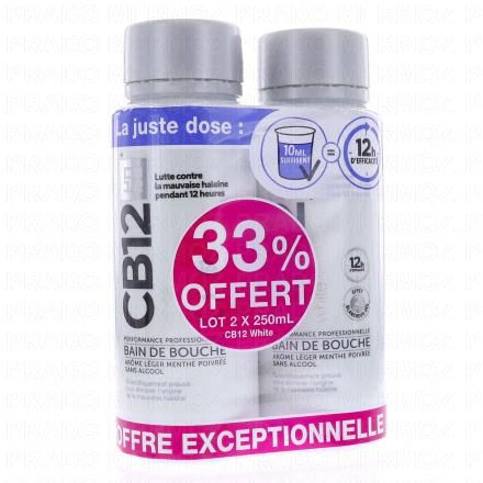 CB12 White complexe buccal go&ucirc;t menthe l&eacute;g&egrave;re flacon 250 ml (lot de 2)