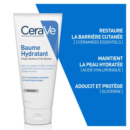 CERAVE Baume hydratant Peaux s&egrave;ches &agrave; tr&egrave;s s&egrave;ches (tube 177ml)