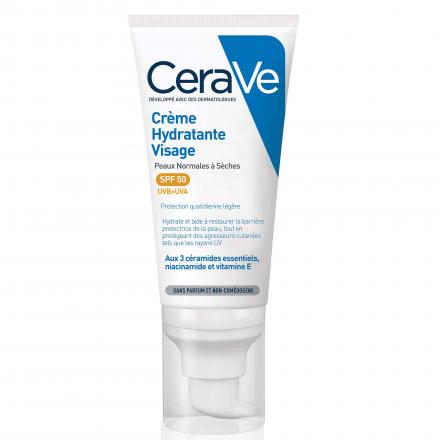 CERAVE Crème Hydratante Visage SPF 50 tube 52 ml