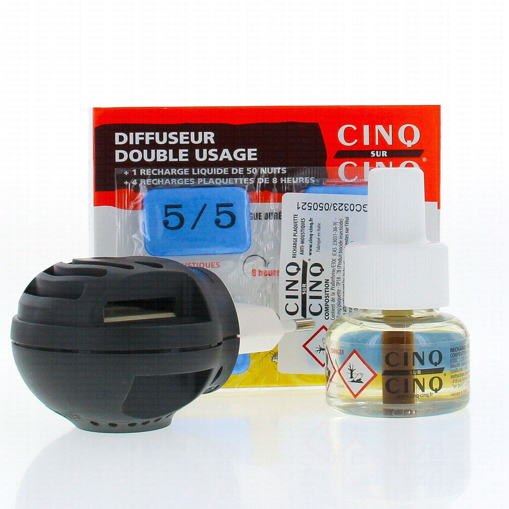 Cinq sur Cinq recharge liquide pour diffuseur double anti moustique