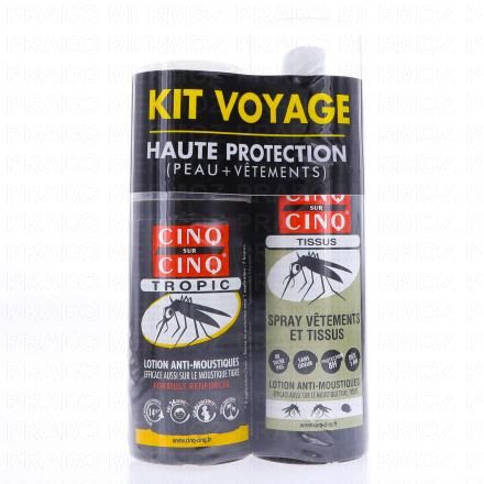 CINQ SUR CINQ Tropic Kit Voyage Haute Protection Anti-Moustique Spray V&ecirc;tements et Lotion