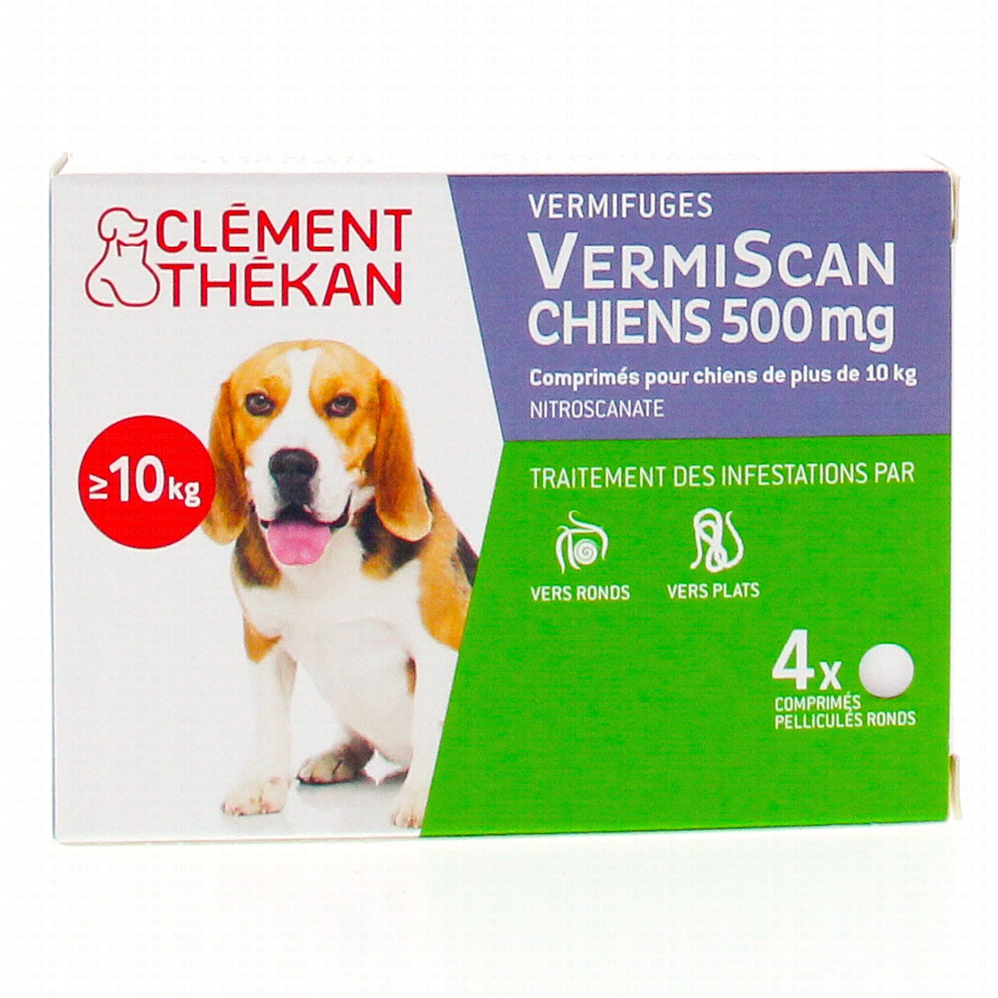 CLEMENT THEKAN Vermiscan chien 500mg vermifuges x4 comprimés - Pharmacie  Prado Mermoz