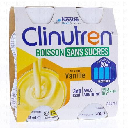 CLINUTREN Boisson sans sucres Vanille 4x200ml