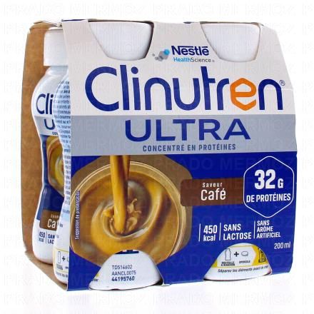 CLINUTREN Ultra concentré en protéines saveur café sans lactose 4x200ml