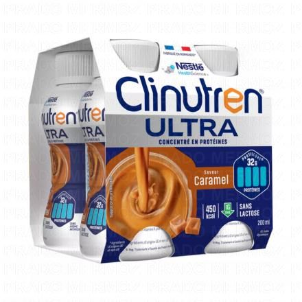 CLINUTREN Ultra concentr&eacute; en prot&eacute;ines saveur caramel sans lactose 4x200ml