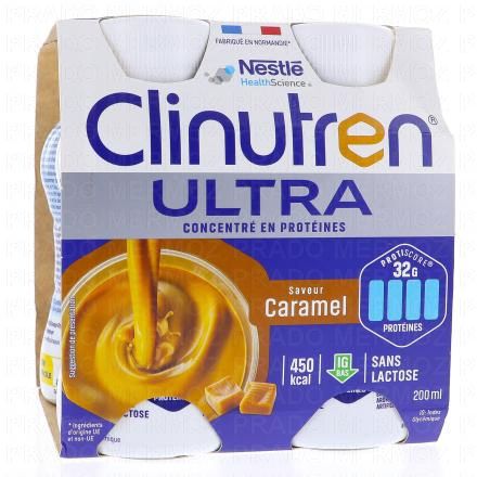 CLINUTREN Ultra concentr&eacute; en prot&eacute;ines saveur caramel sans lactose 4x200ml