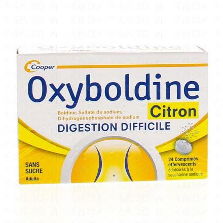 COOPER Oxyboldine goût citron sans sucre 24 comprimés effervescents