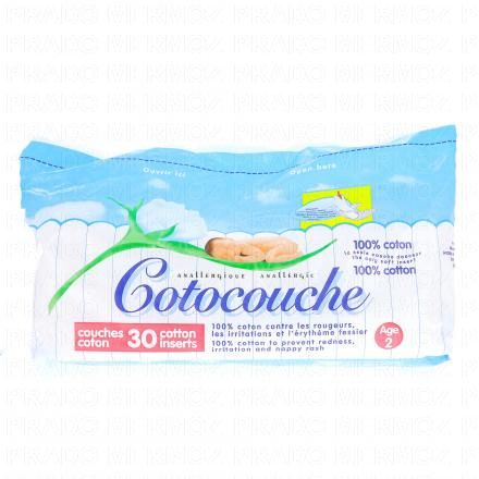 COTOCOUCHE Couche 100% coton (taille 2 x30 couches)