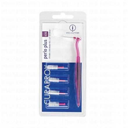 CURAPROX Perio Plus - 5 brossettes interdentaires + 1 manche (n°406 rose)