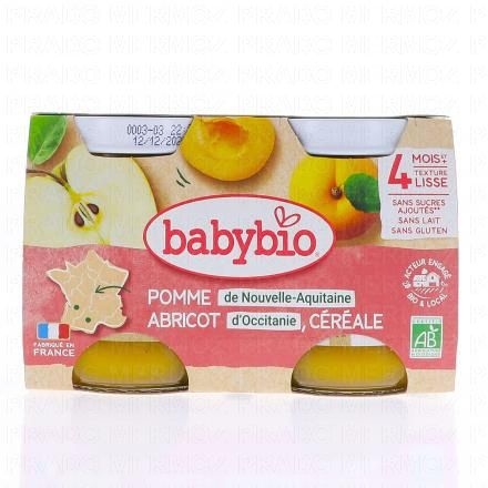 BABYBIO Fruits - Petits pots Pomme, Abricot et Céréale dès 4 mois 2x130g